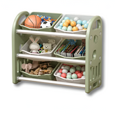 Toy Storage Cabinet & Bookshelf — Kids Toy Organizer with Removable Bins & Anti-Tip Anchor